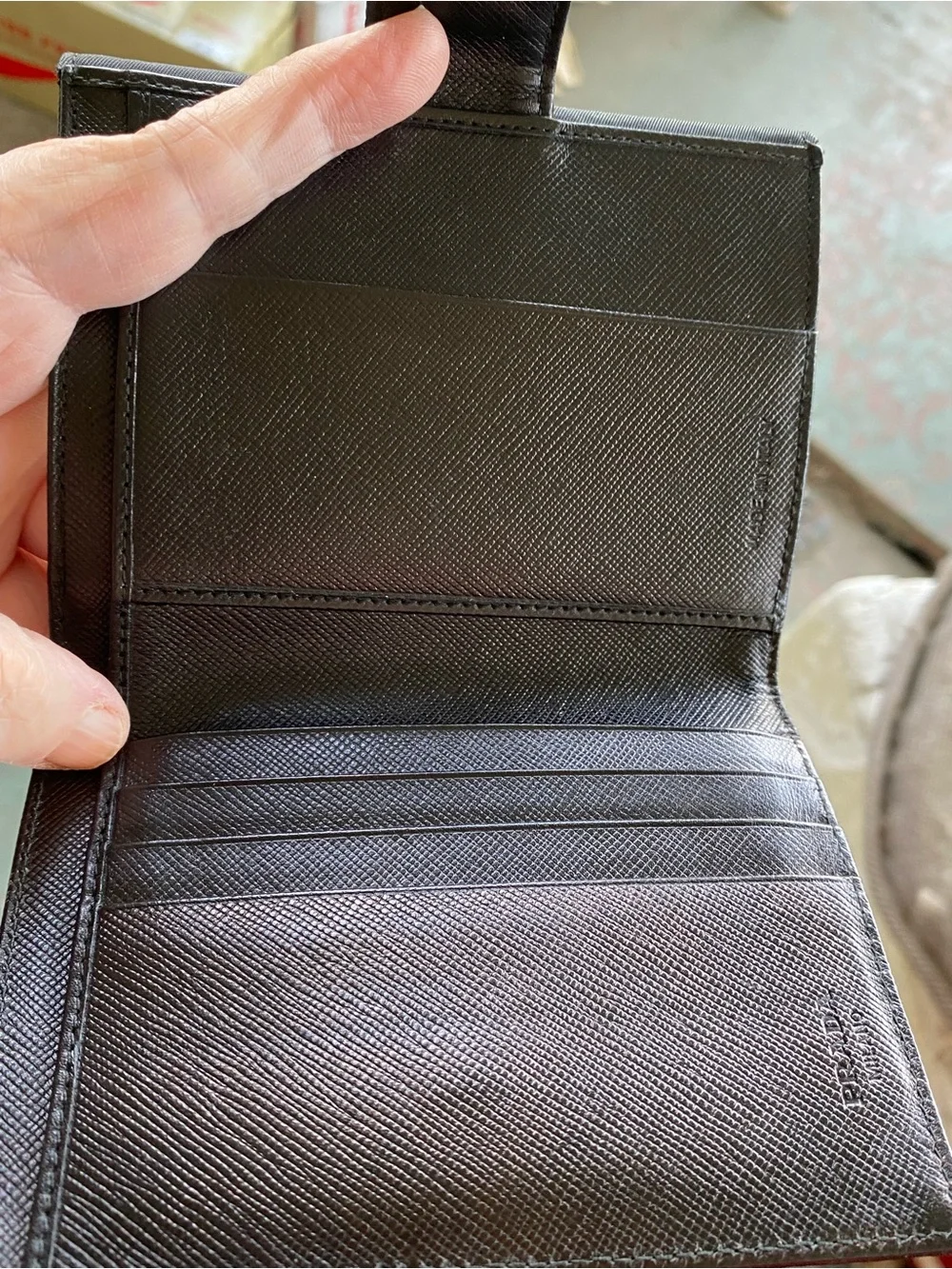 Prada Black Nylon Wallet with Gold Triangle Logo - Picture 6 of 9